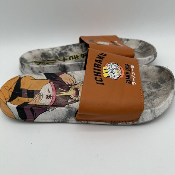 Ichiraku Ramen Shop Naruto Slide Sandals Mens Size 8 Orange Gray Anime-Inspired - Picture 4 of 8